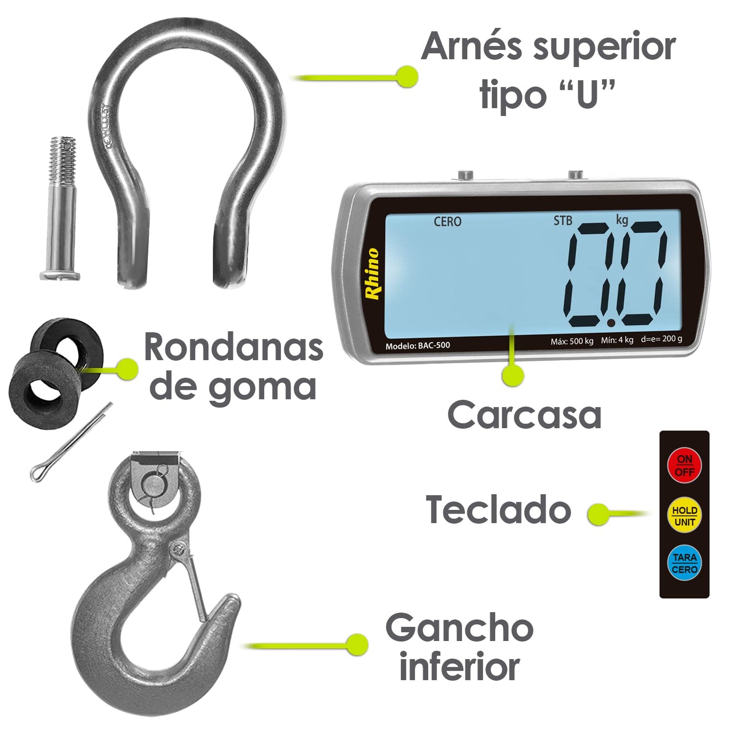 Báscula Electrónica Colgante 500 kg / BAC-500