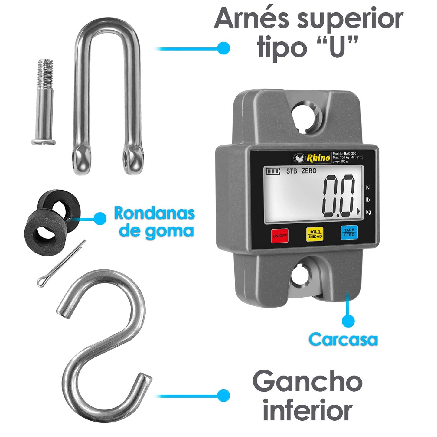 Báscula Electrónica Colgante 300 kg / BAC-300