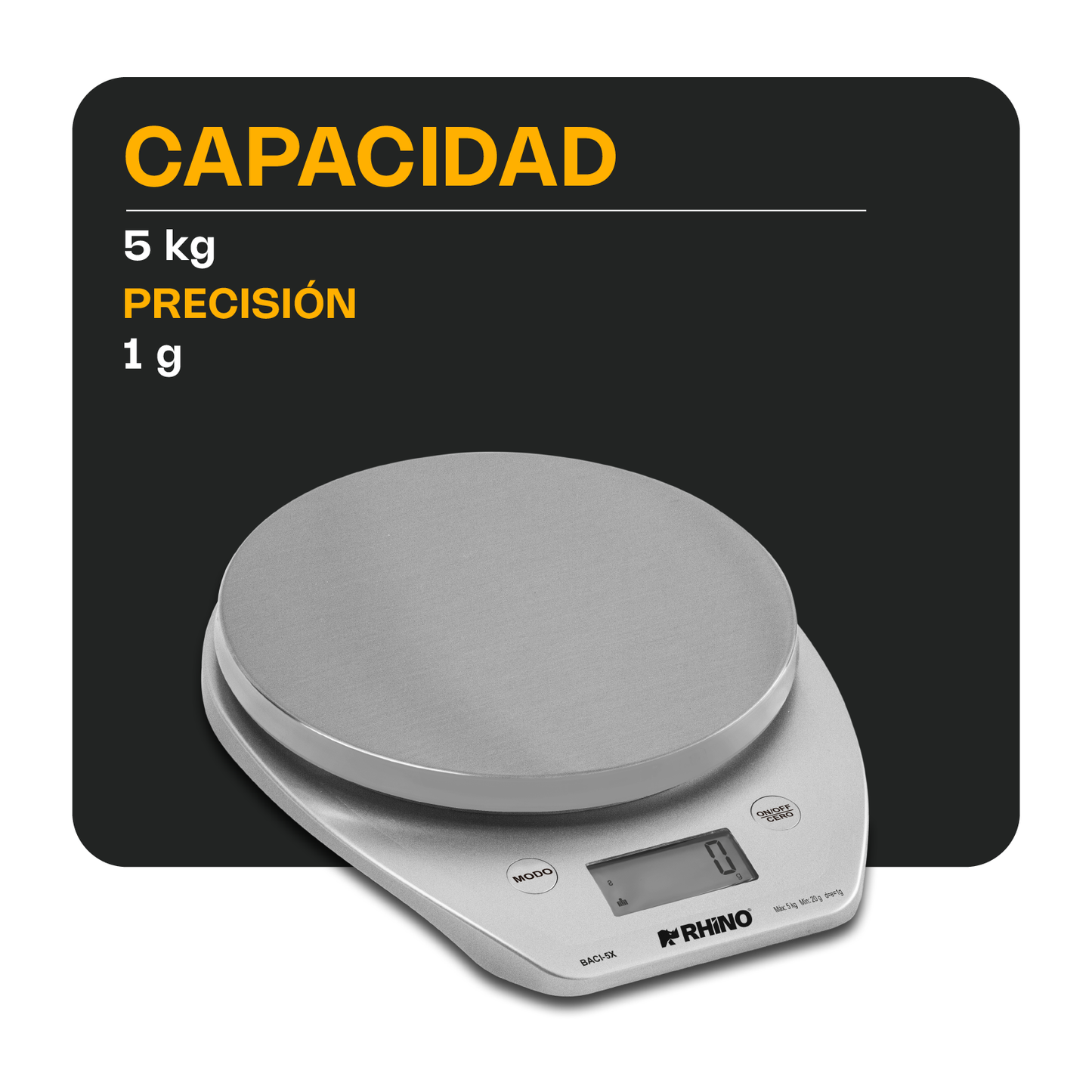 Báscula de cocina digital 5 kg con Bluetooth / BACI-5X