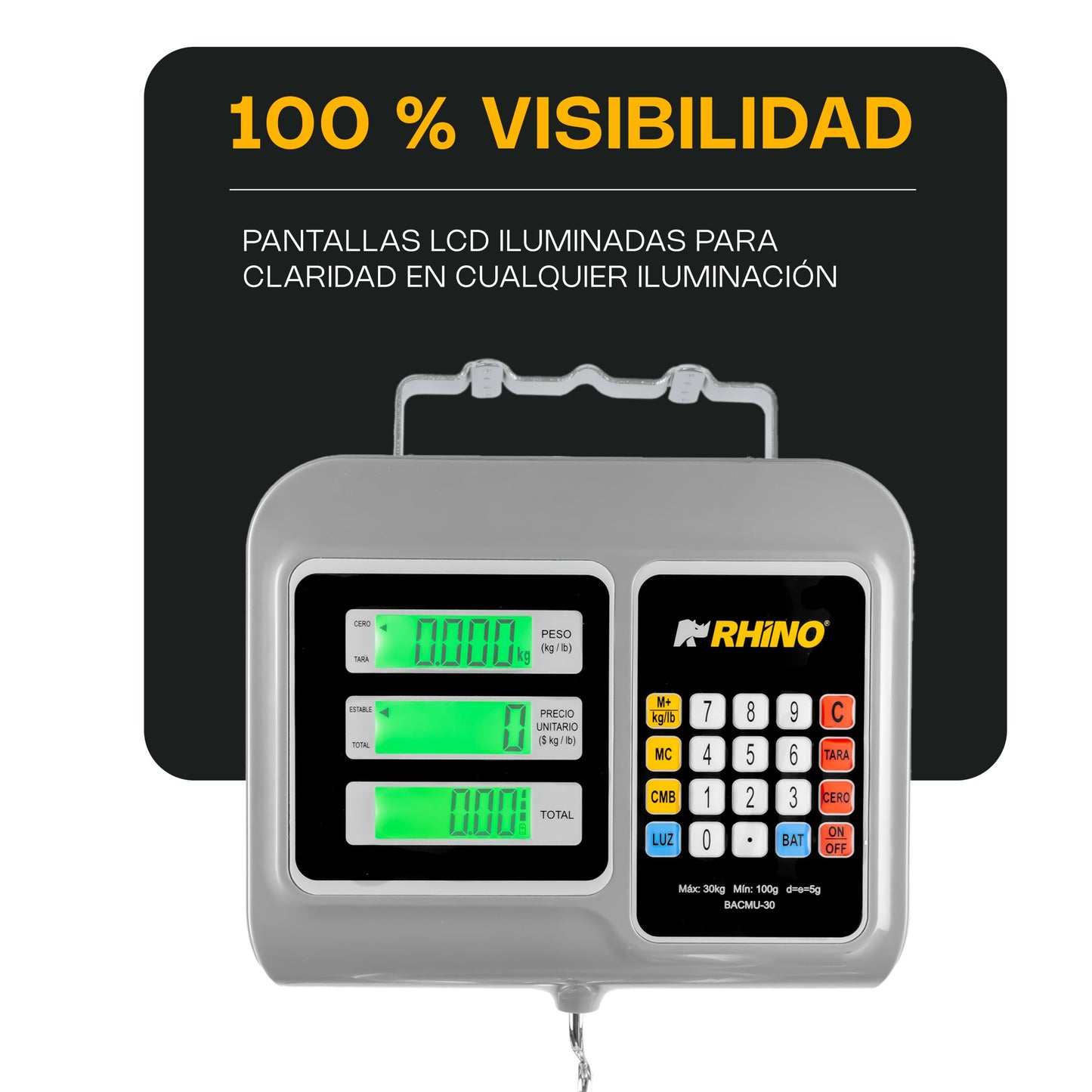 Báscula Electrónica Colgante Multifunciones 30 kg / BACMU-30