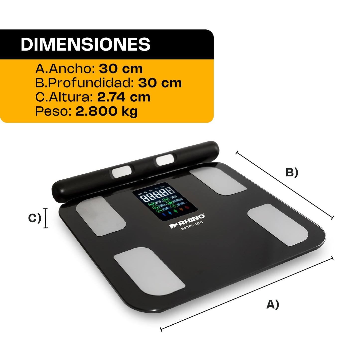 Báscula Inteligente de Pesaje Corporal con 8 Electrodos / BIOPI-180