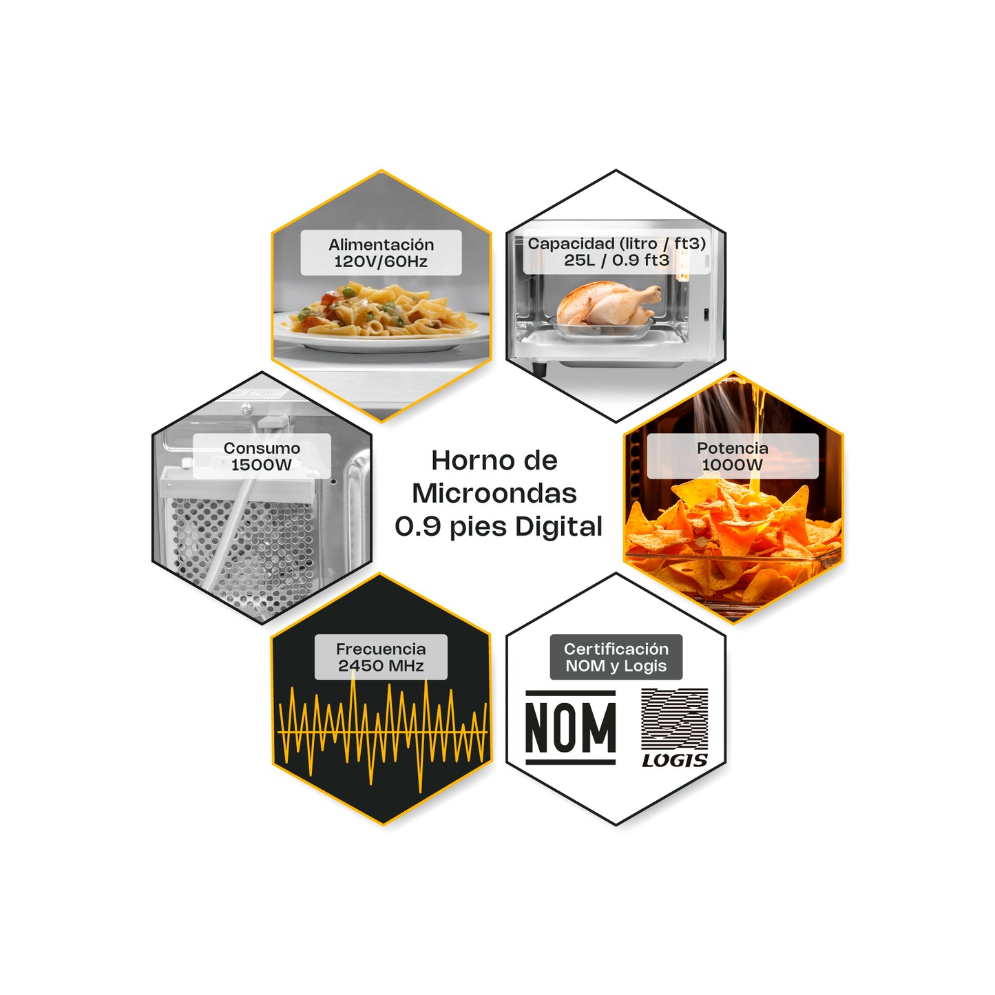 Horno de Microondas 0.9 pies Digital / HOMIC-09D