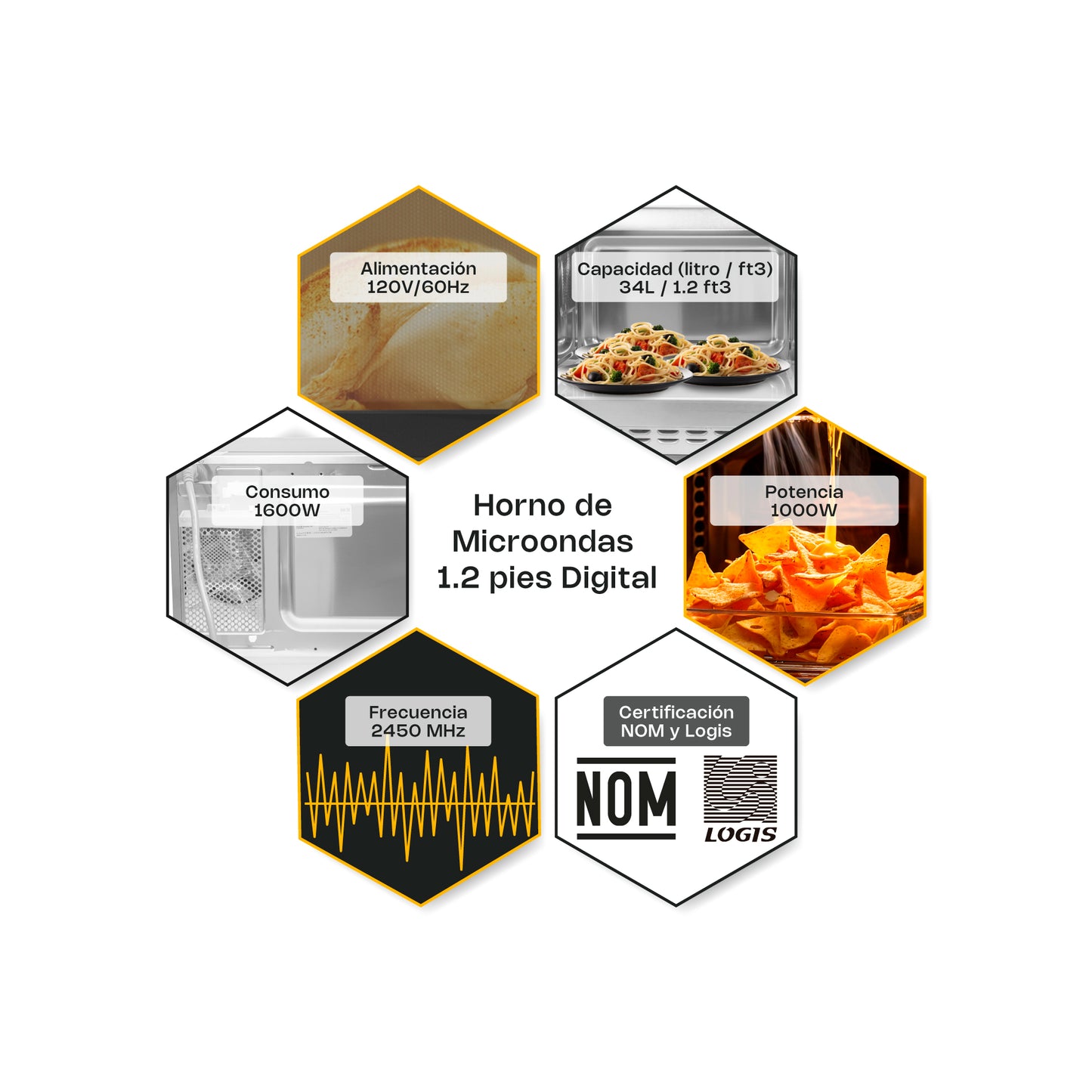 Horno de Microondas 1.2 pies Digital / HOMIC-12D