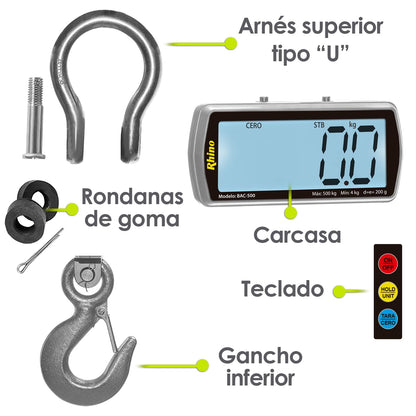 Báscula Electrónica Colgante 500 kg / BAC-500