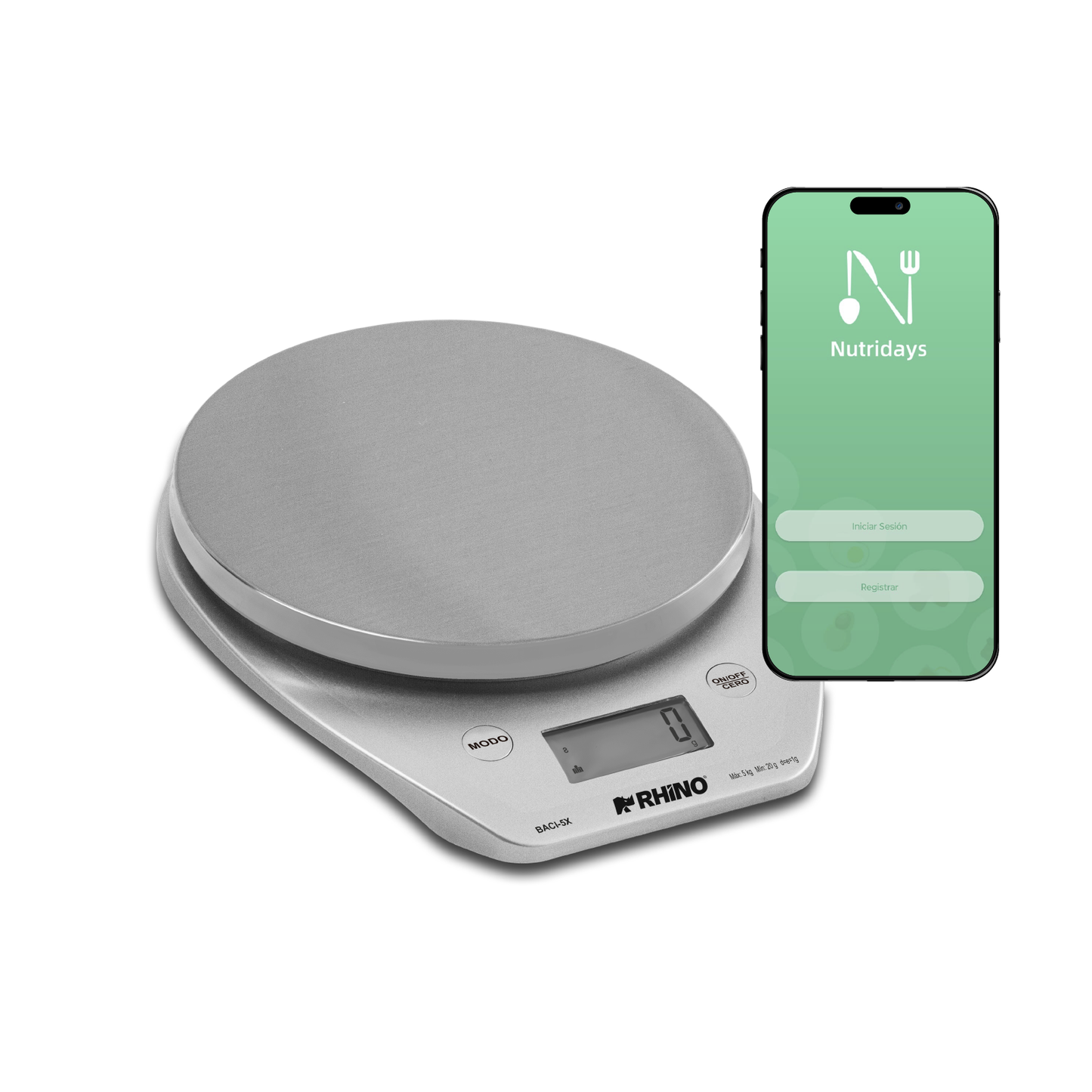 Báscula de cocina digital 5 kg con Bluetooth / BACI-5X