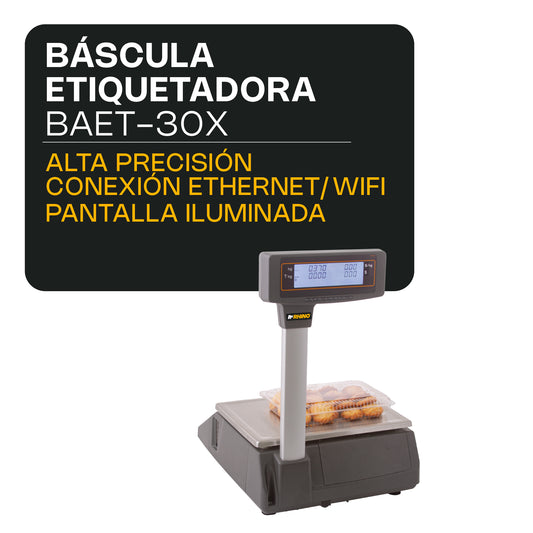 Báscula Electrónica Etiquetadora 30 kg con Conexión WiFi / BAET-30X