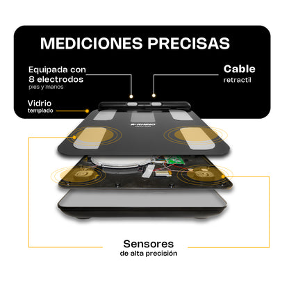 Báscula Inteligente de Pesaje Corporal con 8 Electrodos / BIOPI-180
