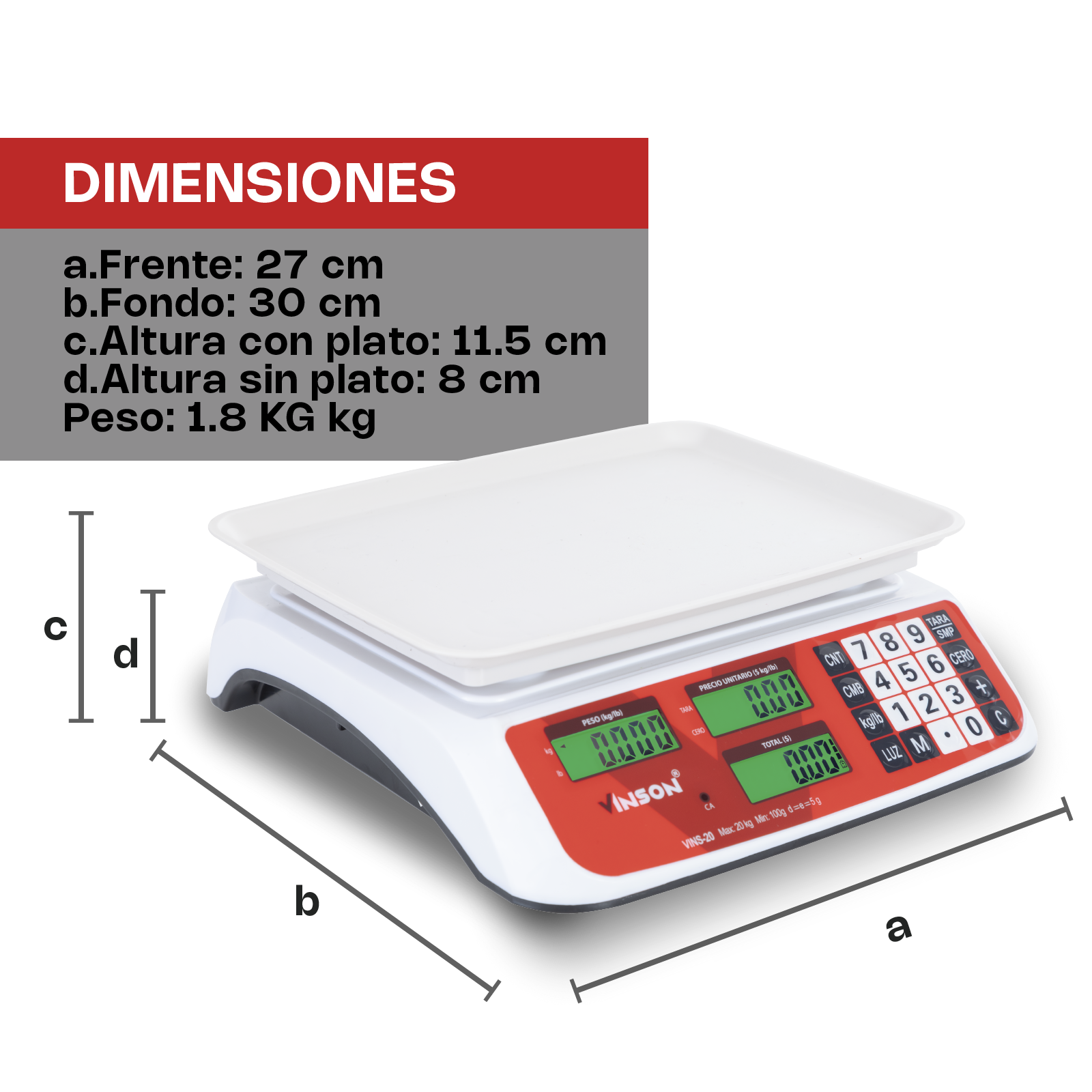 Báscula comercial 20 kg VINSON / VINS-20
