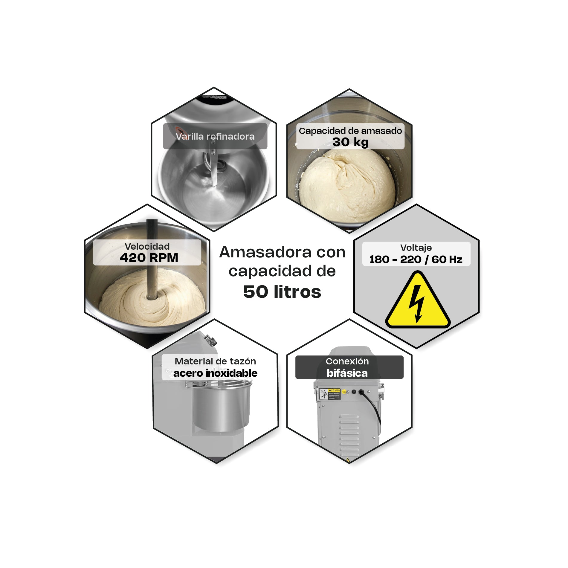 Amasadora industrial 50 litros /  AMASA-50