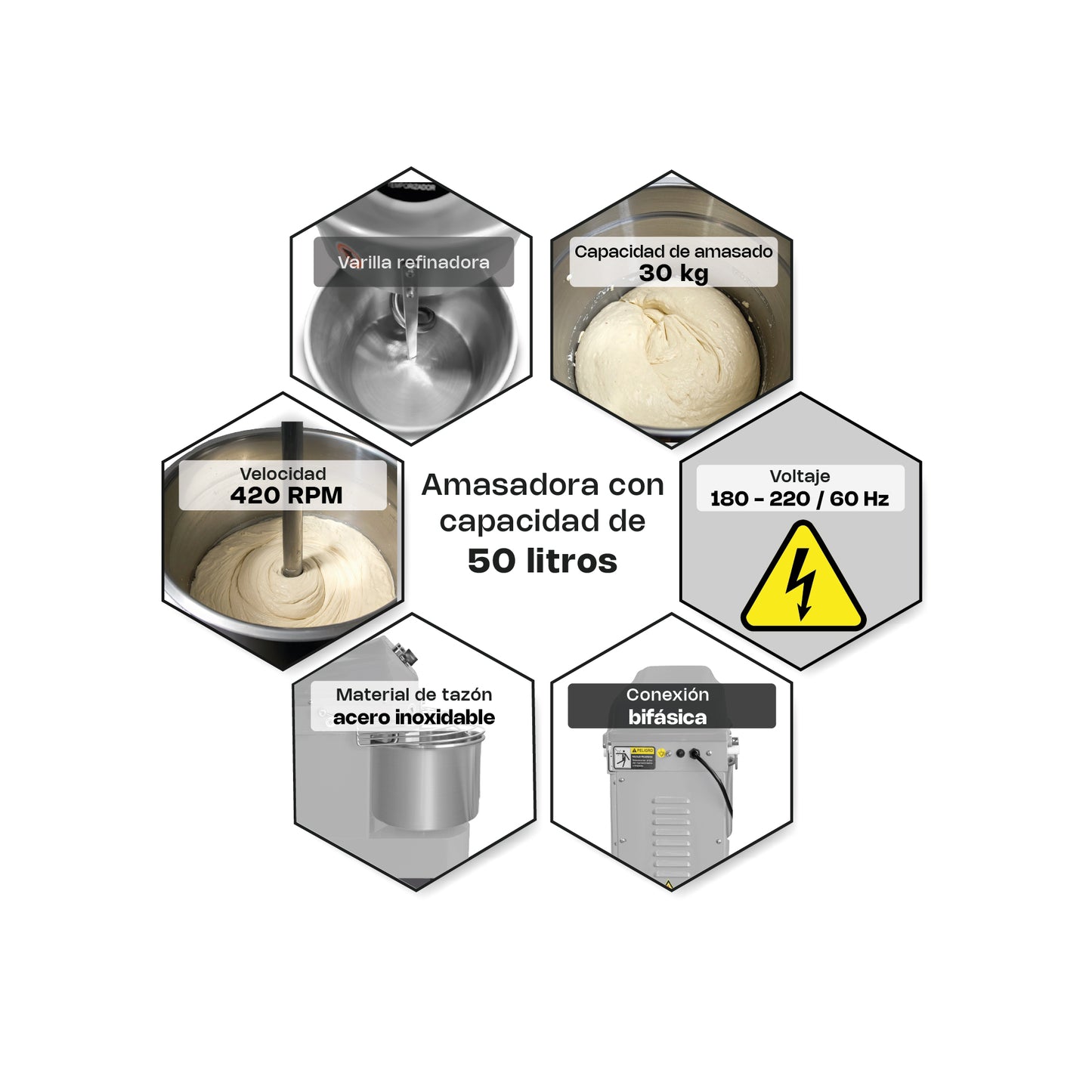 Amasadora industrial 50 litros /  AMASA-50